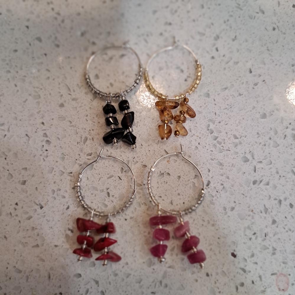 4 handmade wine glass charms